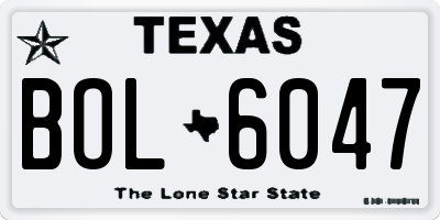 TX license plate BOL6047