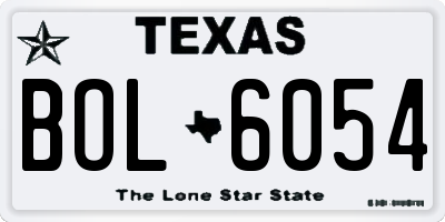 TX license plate BOL6054