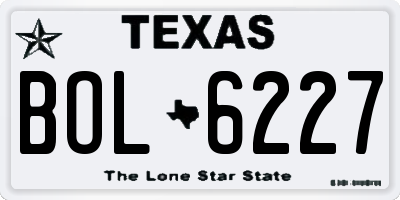 TX license plate BOL6227