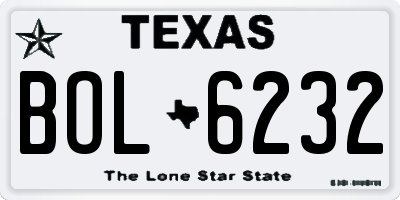 TX license plate BOL6232