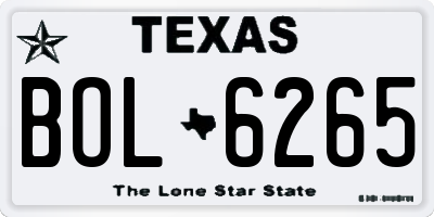TX license plate BOL6265