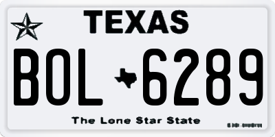 TX license plate BOL6289