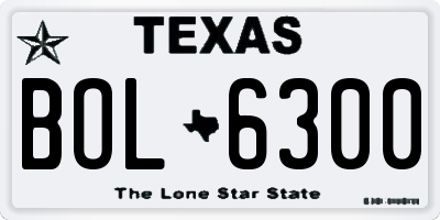 TX license plate BOL6300