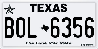 TX license plate BOL6356