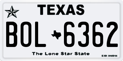 TX license plate BOL6362
