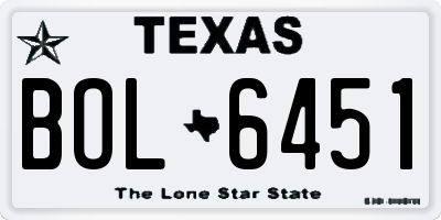 TX license plate BOL6451