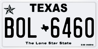 TX license plate BOL6460