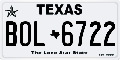 TX license plate BOL6722