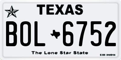 TX license plate BOL6752