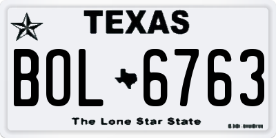 TX license plate BOL6763