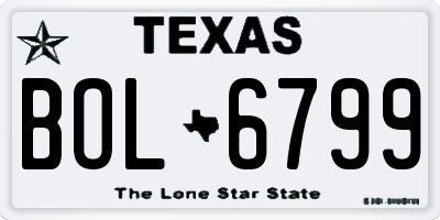 TX license plate BOL6799
