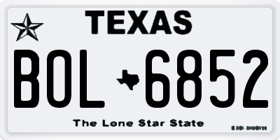 TX license plate BOL6852