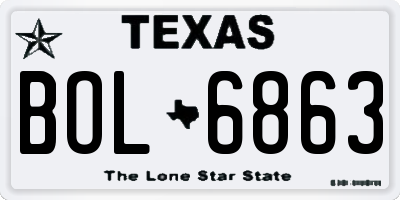 TX license plate BOL6863