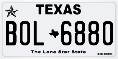 TX license plate BOL6880
