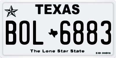 TX license plate BOL6883