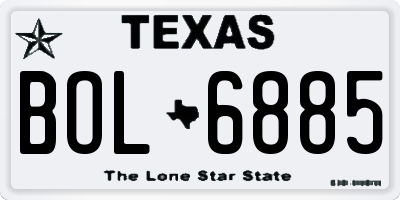 TX license plate BOL6885