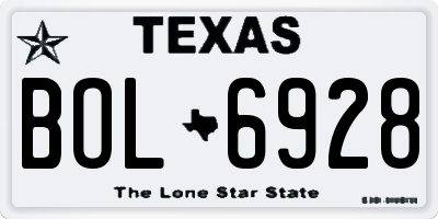 TX license plate BOL6928