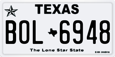 TX license plate BOL6948