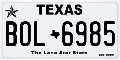 TX license plate BOL6985