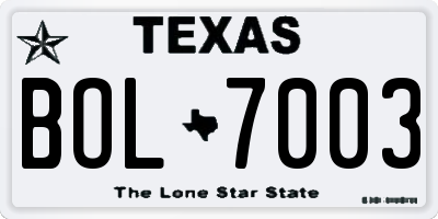 TX license plate BOL7003
