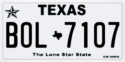 TX license plate BOL7107