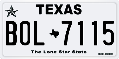 TX license plate BOL7115