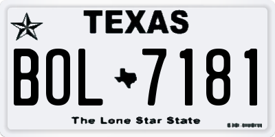TX license plate BOL7181