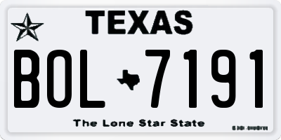 TX license plate BOL7191
