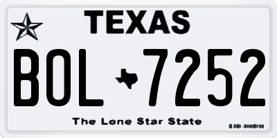 TX license plate BOL7252