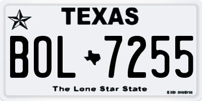 TX license plate BOL7255