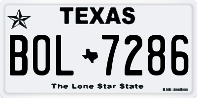 TX license plate BOL7286