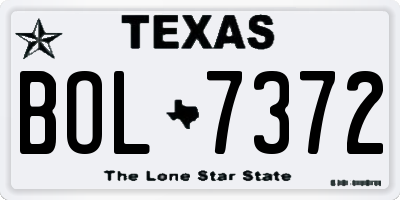 TX license plate BOL7372