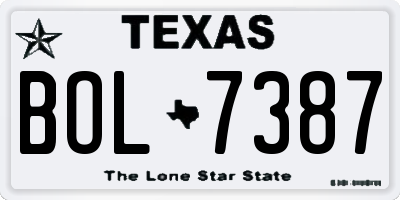 TX license plate BOL7387