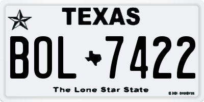 TX license plate BOL7422