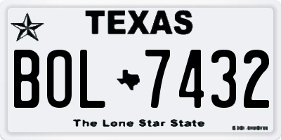 TX license plate BOL7432