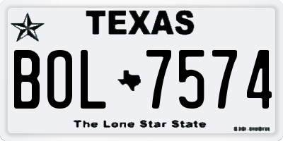 TX license plate BOL7574
