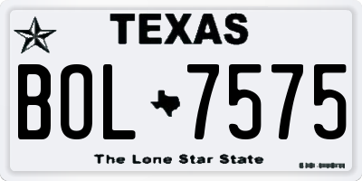 TX license plate BOL7575
