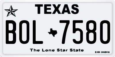 TX license plate BOL7580