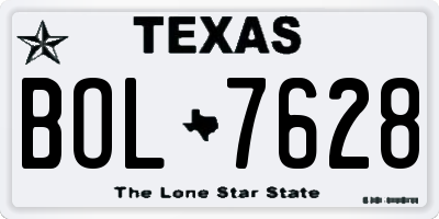 TX license plate BOL7628