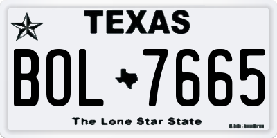 TX license plate BOL7665