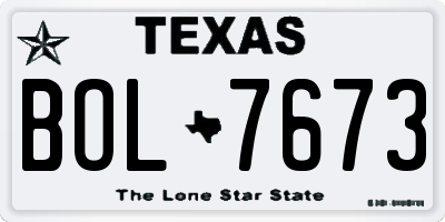 TX license plate BOL7673