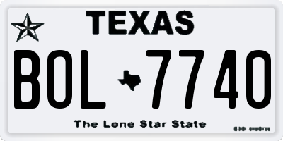 TX license plate BOL7740
