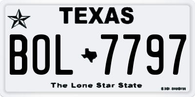 TX license plate BOL7797