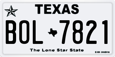 TX license plate BOL7821