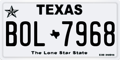 TX license plate BOL7968