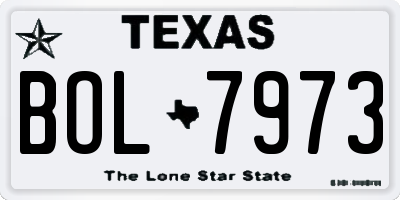 TX license plate BOL7973