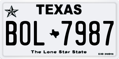 TX license plate BOL7987