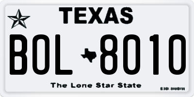 TX license plate BOL8010
