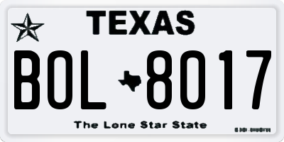 TX license plate BOL8017