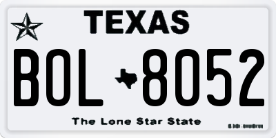TX license plate BOL8052